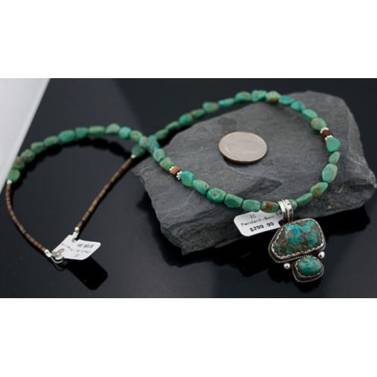 Handmade Certified Authentic Navajo .925 Sterling Silver Natural Turquoise Native American Necklace 370880244529