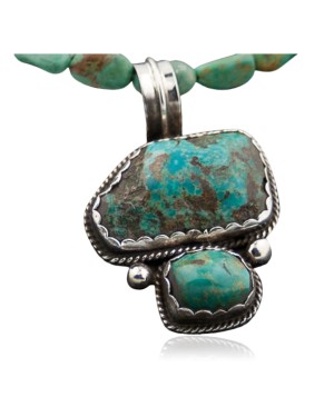 Handmade Certified Authentic Navajo .925 Sterling Silver Natural Turquoise Native American Necklace 370880244529