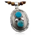 Handmade Navajo .925 Sterling Silver Natural Turquoise Native American Necklace 370880379481