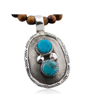 Handmade Certified Authentic Navajo .925 Sterling Silver Natural Turquoise Native American Necklace 370880379481