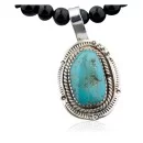 Handmade Navajo .925 Sterling Silver Natural Turquoise Native American Necklace 370880526626