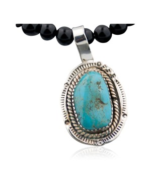 Handmade Certified Authentic Navajo .925 Sterling Silver Natural Turquoise Native American Necklace 370880526626