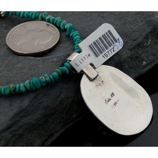 Handmade Certified Authentic Navajo .925 Sterling Silver Natural Turquoise Native American Necklace 370881103384