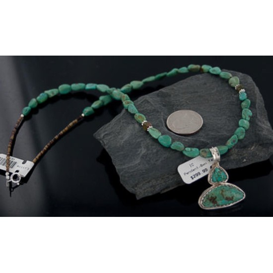 Handmade Certified Authentic Navajo .925 Sterling Silver Natural Turquoise Native American Necklace 370886181216