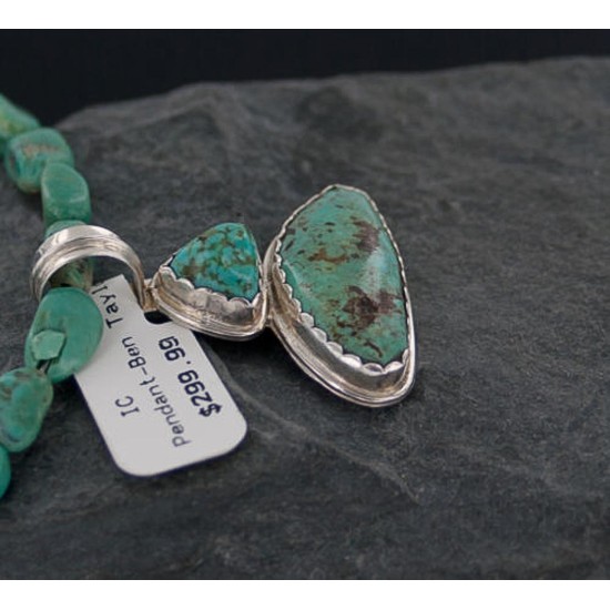 Handmade Certified Authentic Navajo .925 Sterling Silver Natural Turquoise Native American Necklace 370886181216