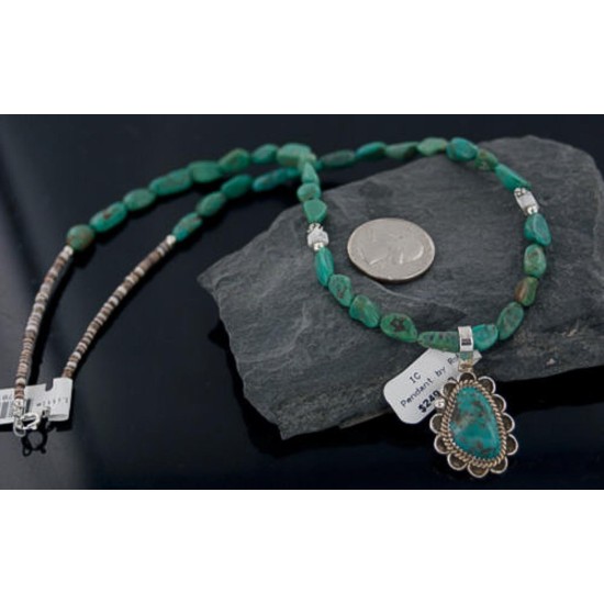 Handmade Certified Authentic Navajo .925 Sterling Silver Natural Turquoise Native American Necklace 370886463334