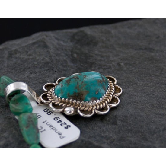 Handmade Certified Authentic Navajo .925 Sterling Silver Natural Turquoise Native American Necklace 370886463334