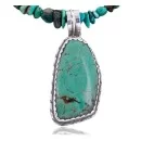 Handmade Navajo .925 Sterling Silver Natural Turquoise Native American Necklace 370887136239