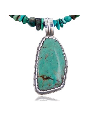 Handmade Certified Authentic Navajo .925 Sterling Silver Natural Turquoise Native American Necklace 370887136239