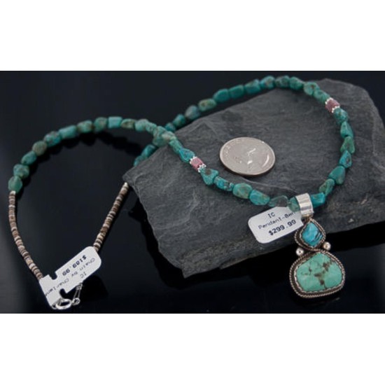 Handmade Certified Authentic Navajo .925 Sterling Silver Natural Turquoise Native American Necklace 370888307756