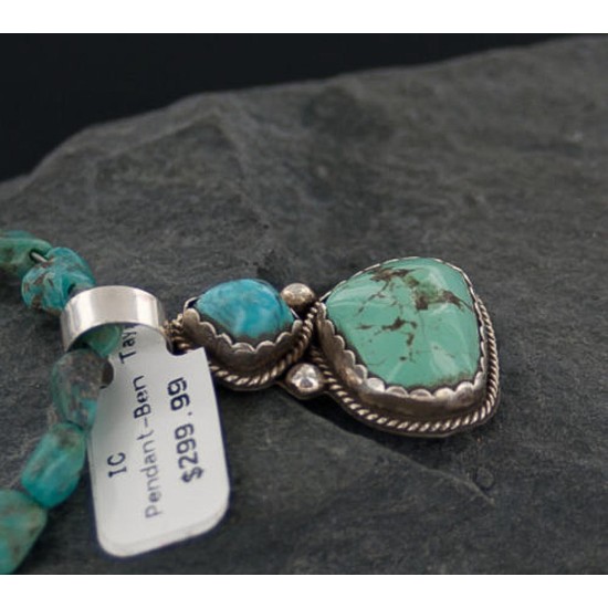 Handmade Certified Authentic Navajo .925 Sterling Silver Natural Turquoise Native American Necklace 370888307756