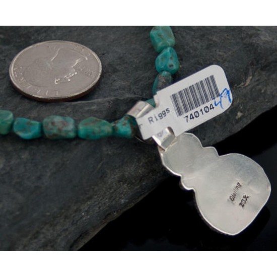 Handmade Certified Authentic Navajo .925 Sterling Silver Natural Turquoise Native American Necklace 370888307756