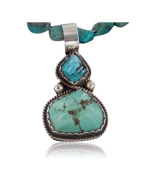 Handmade Certified Authentic Navajo .925 Sterling Silver Natural Turquoise Native American Necklace 370888307756