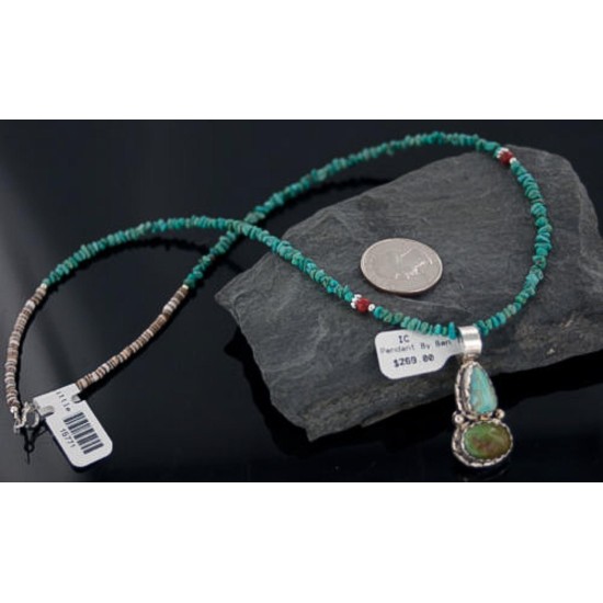 Handmade Certified Authentic Navajo .925 Sterling Silver Natural Turquoise Native American Necklace 370888327990