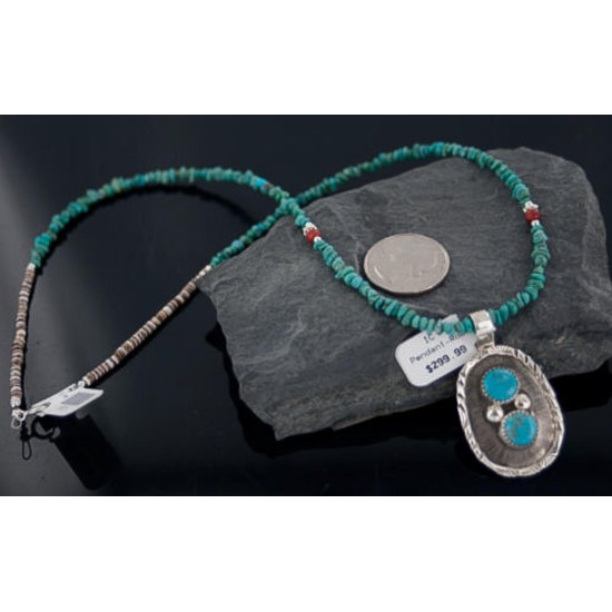 Handmade Certified Authentic Navajo .925 Sterling Silver Natural Turquoise Native American Necklace 370889381552