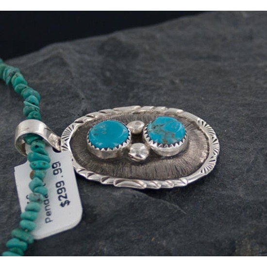 Handmade Certified Authentic Navajo .925 Sterling Silver Natural Turquoise Native American Necklace 370889381552