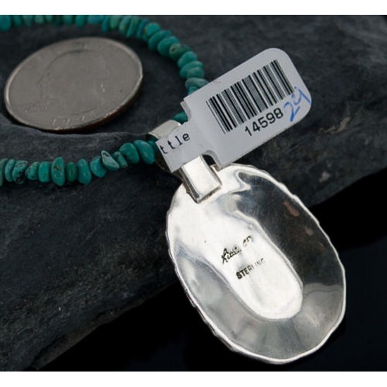 Handmade Certified Authentic Navajo .925 Sterling Silver Natural Turquoise Native American Necklace 370889381552