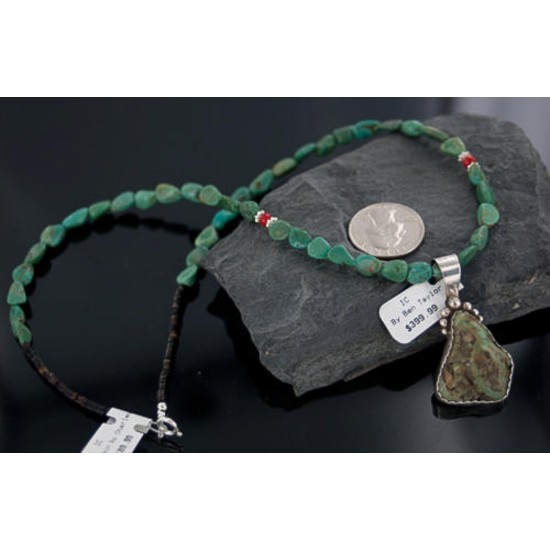 Handmade Certified Authentic Navajo .925 Sterling Silver Natural Turquoise Native American Necklace 370892770075