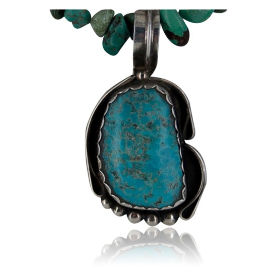 Handmade Certified Authentic Navajo .925 Sterling Silver Natural Turquoise Native American Necklace 370893869042