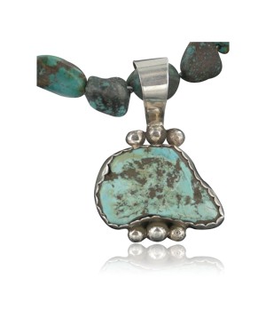 Handmade Certified Authentic Navajo .925 Sterling Silver Natural Turquoise Native American Necklace 370897173287