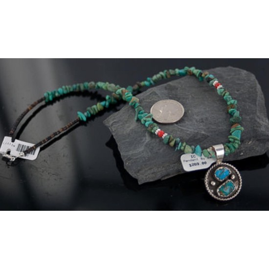 Handmade Certified Authentic Navajo .925 Sterling Silver Natural Turquoise Native American Necklace 370897275216
