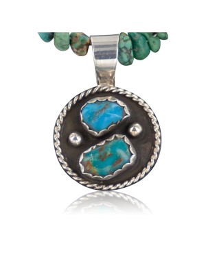 Handmade Certified Authentic Navajo .925 Sterling Silver Natural Turquoise Native American Necklace 370897275216