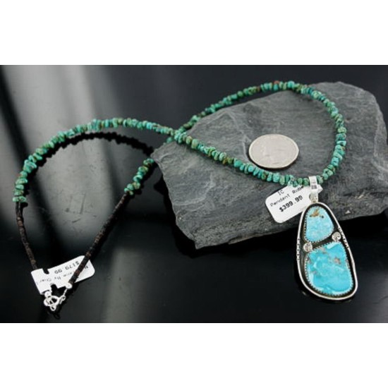 Handmade Certified Authentic Navajo .925 Sterling Silver Natural Turquoise Native American Necklace 370899097223