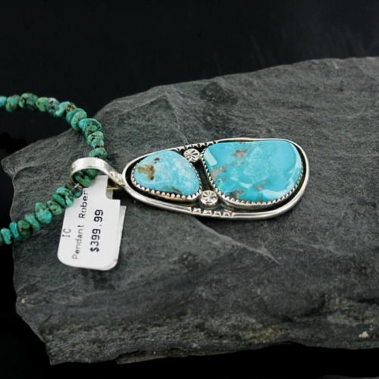 Handmade Certified Authentic Navajo .925 Sterling Silver Natural Turquoise Native American Necklace 370899097223