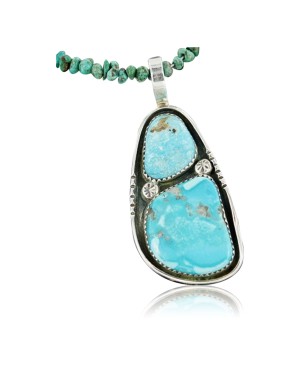 Handmade Certified Authentic Navajo .925 Sterling Silver Natural Turquoise Native American Necklace 370899097223