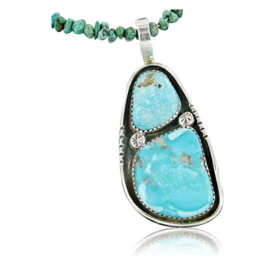 Handmade Certified Authentic Navajo .925 Sterling Silver Natural Turquoise Native American Necklace 370899097223