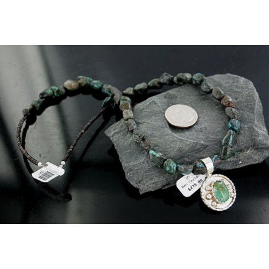 Handmade Certified Authentic Navajo .925 Sterling Silver Natural Turquoise Native American Necklace 370899597026
