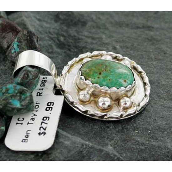 Handmade Certified Authentic Navajo .925 Sterling Silver Natural Turquoise Native American Necklace 370899597026