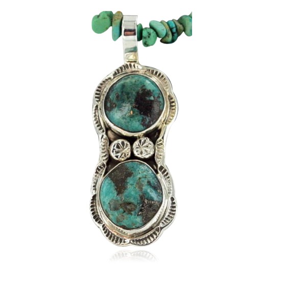 Handmade Certified Authentic Navajo .925 Sterling Silver Natural Turquoise Native American Necklace 370900566232