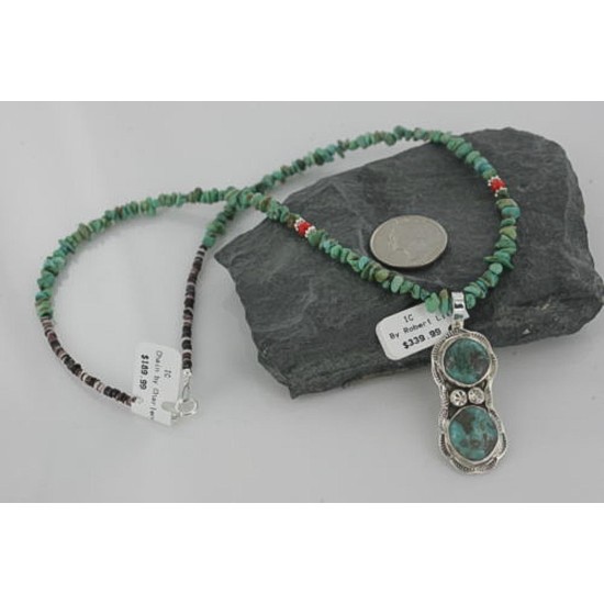 Handmade Certified Authentic Navajo .925 Sterling Silver Natural Turquoise Native American Necklace 370900566232