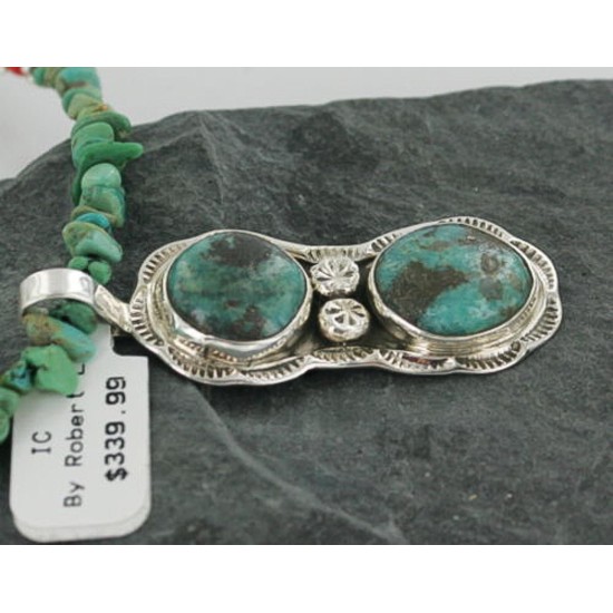 Handmade Certified Authentic Navajo .925 Sterling Silver Natural Turquoise Native American Necklace 370900566232