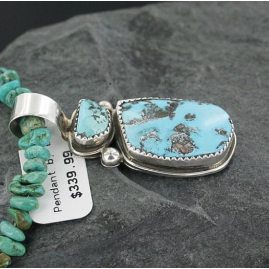Handmade Certified Authentic Navajo .925 Sterling Silver Natural Turquoise Native American Necklace 370906021152