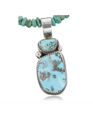 Handmade Certified Authentic Navajo .925 Sterling Silver Natural Turquoise Native American Necklace 370906021152