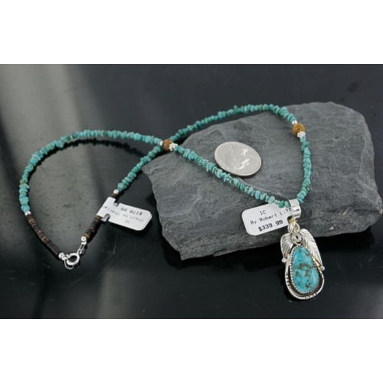 Handmade Certified Authentic Navajo .925 Sterling Silver Natural TURQUOISE Native American Necklace 370911832684