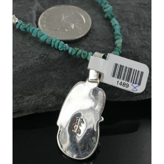 Handmade Certified Authentic Navajo .925 Sterling Silver Natural TURQUOISE Native American Necklace 370911832684