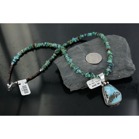 Handmade Certified Authentic Navajo .925 Sterling Silver Natural Turquoise Native American Necklace 370914599950