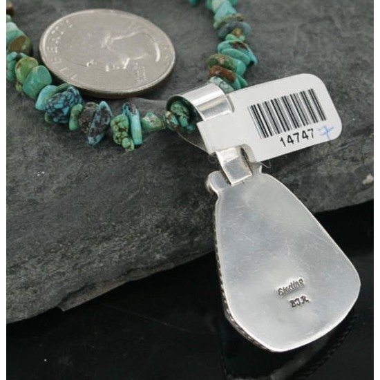Handmade Certified Authentic Navajo .925 Sterling Silver Natural Turquoise Native American Necklace 370914599950