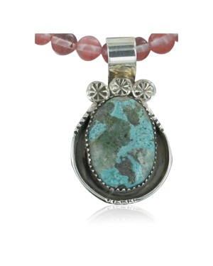 Handmade Certified Authentic Navajo .925 Sterling Silver Natural Turquoise Native American Necklace 370922412021