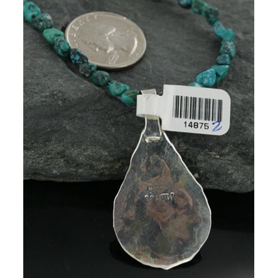 Handmade Certified Authentic Navajo .925 Sterling Silver Natural Turquoise Native American Necklace 370922466114