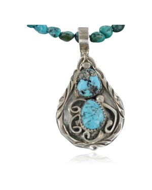 Handmade Certified Authentic Navajo .925 Sterling Silver Natural Turquoise Native American Necklace 370922466114