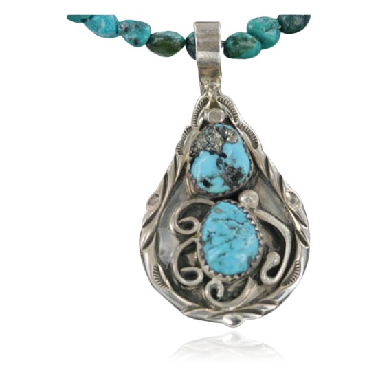 Handmade Certified Authentic Navajo .925 Sterling Silver Natural Turquoise Native American Necklace 370922466114