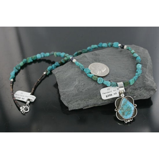 Handmade Certified Authentic Navajo .925 Sterling Silver Natural Turquoise Native American Necklace 370922657943