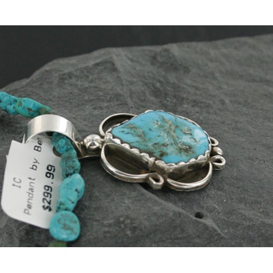 Handmade Certified Authentic Navajo .925 Sterling Silver Natural Turquoise Native American Necklace 370922657943