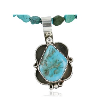 Handmade Certified Authentic Navajo .925 Sterling Silver Natural Turquoise Native American Necklace 370922657943