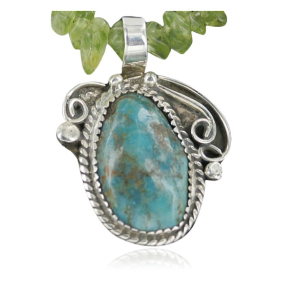 Handmade Certified Authentic Navajo .925 Sterling Silver Natural Turquoise Native American Necklace 370927989122