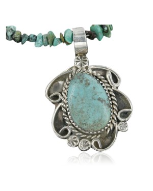 Handmade Certified Authentic Navajo .925 Sterling Silver Natural Turquoise Native American Necklace 370938615235